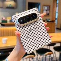 Étui magnétique pour iPhone DUO, étui de protection pliable pour iPhone, étui rigide en cuir PU, étui pour téléphone avec motif en grille, sensation de peau