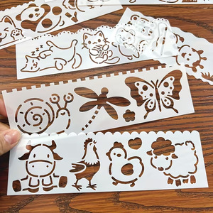 8 pochoirs d'animaux mignons pour la peinture, modèles <span class=keywords><strong>de</strong></span> dessin réutilisables pour le bois, les murs, les tissus, les loisirs créatifs pour enfants, la décoration intérieure - Product Image 3