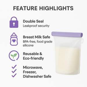 Ensemble de sacs de conservation de qualité alimentaire 100% réutilisables en silicone pour l'emballage des aliments - Product Image 2