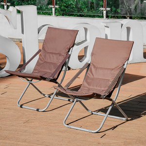 Chaise de plage pliable avec cadre en alliage d'aluminium, housse en coton marron, chaise longue portable pour l'extérieur, chaise de pique-nique de voyage - Product Image 1