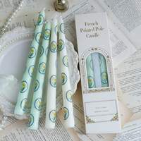 25cm Lange Stabkerze mit Retro-Druck, Rauchfrei und Unparfümiert, aus Sojawachs für Hotel, Restaurant, Hochzeit, Weihnachten und Halloween-Dekoration