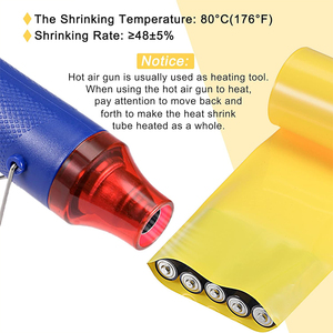 Tube thermorétractable en PVC jaune 380 mm pour isolation de batterie 18650, emballage de batterie, tube rétractable en PVC - Product Image 2