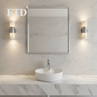 Élégant Lavabo de Salle de Bain Rond en Céramique pour Projet Hôtelier Moderne avec Robinet Monotrou et Fonction Lavage des Mains