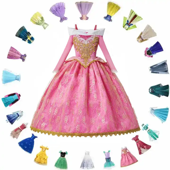 Cosplay vestido de princesa elsa para meninas, vestido de inverno de manga longa frozen2 fantasia infantil rapunzel tiana mulan