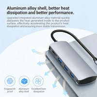 Hub USB-C 8-en-1 4K 60Hz en aluminium, prête à être expédiée, avec charge rapide PD 100W, multiport pour PS4, PC de jeu, moniteur et station d'accueil pour carte graphique