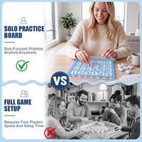Mahjong Solo-Übungsbrett Tragbares Übungsbrett Solo-Spiel Amerikanisches Mahjong-Trainingsgerät mit 24 Kartenfächern Spiel (Blau)