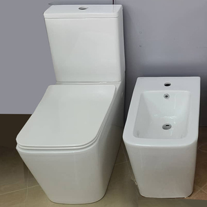 <span class=keywords><strong>WC</strong></span> mural en céramique vitreuse, couleur ivoire mat, à double chasse, sans bride, à jet tornade, deux pièces, avec bidet intégré. - Product Image 3