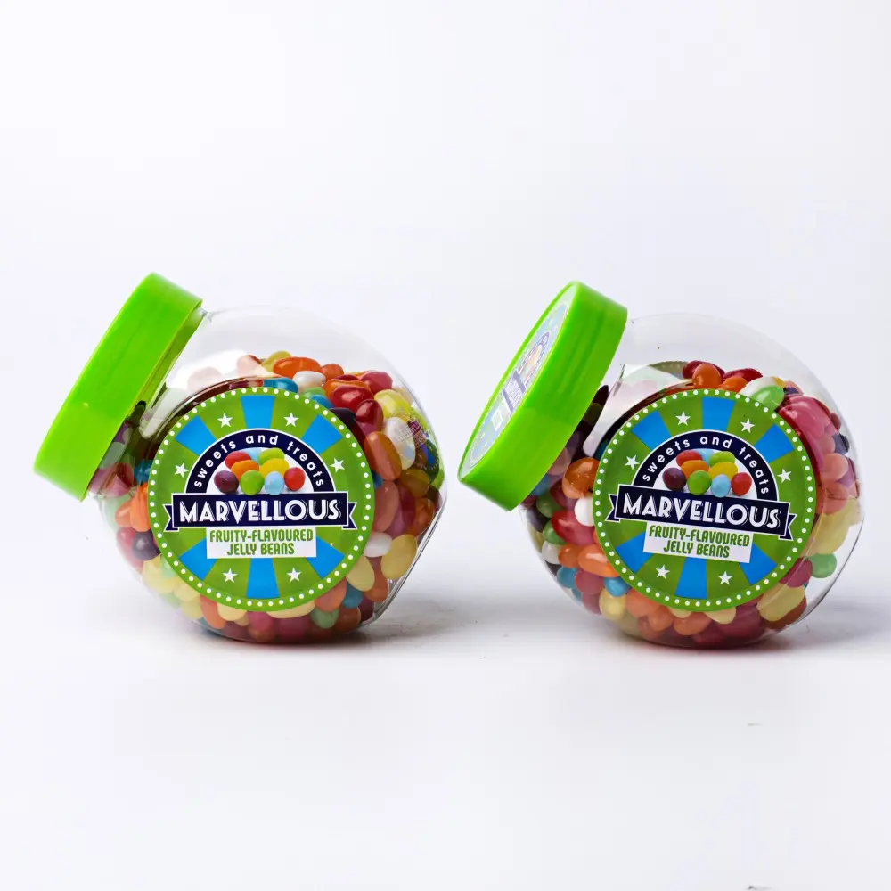 Direto Atacado Cores Sortidas Doce Frutado Suave Gummy Candy em Jar Jelly Beans