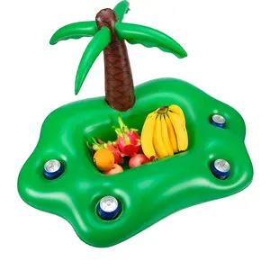 Palmera inflable para fiesta en la playa, bandeja flotante para bebidas, ensalada, fruta, bar, Enfriador de hielo