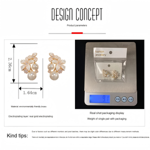 Pendientes de botón de flor esmaltados chapados en oro de 18k Resoul con circonita cúbica y perla, joyería de moda para mujer al por mayor - Product Image 5