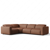 Ensemble de canapé modulaire en cuir FERLY authentique, 4 pièces, en forme de L, avec méridienne pour salon