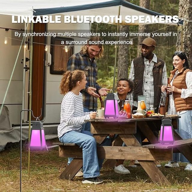 Inwa Outdoor Bluetooth SpeakerWireless Speaker Sync up to 100 Speakers IPX5 Waterproof Beat-Driven Night Light Show Seamlessly