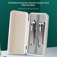 Kit de toilettage compact 3 pièces en acier inoxydable Travel Ready avec lime à ongles nano, gris, pour hommes et femmes