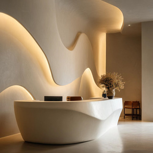 Mostrador de Recepción Extensible de Lujo con Forma Orgánica, Textura de Piedra Suave, para Vestíbulos de Hoteles de Alta Gama, Oficinas Corporativas, Centros Comerciales Modernos - Product Image 3
