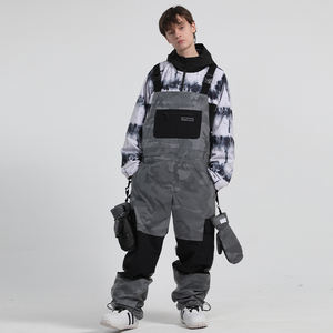 Vêtements de plein air hommes femmes neige bavoirs <span class=keywords><strong>ensemble</strong></span> Snowpant imperméable vent <span class=keywords><strong>Ski</strong></span> salopette réfléchissant Patchwork Snowboard salopette - Product Image 3