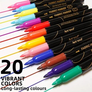 Marcadores de Tela Personalizados con 20 Colores, Punta Fina, Permanentes, de Secado Rápido y Resistentes a la Decoloración, <span class=keywords><strong>para</strong></span> Camisetas y <span class=keywords><strong>Ropa</strong></span> - Product Image 3