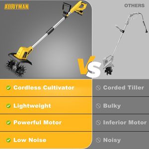 Motoculteur de jardin sans fil 20V 360RPM Cultivateur électrique 2 batteries 2.0Ah Chargeur 9In Largeur de labourage 6.6In Profondeur - Product Image 2