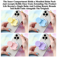 Support de téléphone Griptok magnétique N52 2-en-1 avec logo personnalisé, motif fleur Kawaii, baume à lèvres et support de téléphone pop-up motif fleur macaron