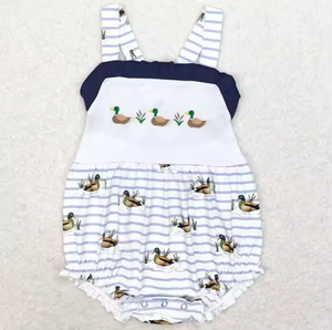 Nuevo Conjunto de Ropa para Bebé Niño, Estilo Boutique, con Bordado de Pato Mallard a Cuadros, Mameluco sin Mangas para Verano - Product Image 3