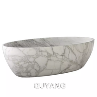 QUYANG – baignoire en pierre naturelle de Style occidental, décoration de salle de douche de luxe, baignoire intérieure texturée en marbre sculpté à la main