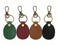 LEOSHOP Housse de protection anti-rayures pour porte-clés, lot de 2, en cuir véritable, ovale, durable, étuis porte-clés pour Apple