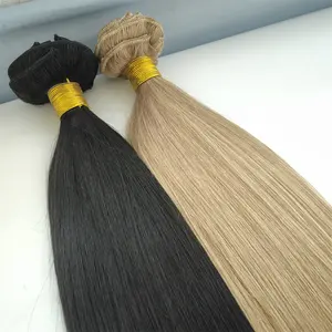 QICAI clip per capelli Russian Remy Hair Bone lisci extension capelli umani colore nero senza ancora recensioni