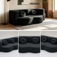 Canapé-lit convertible pliable Cloud Bubble en tissu gris anthracite, mousse haute densité, compressé sous vide, pour salon, invités et hôtels