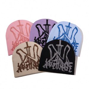 Vente en gros Nouvel arrivage de chapeaux d'hiver de haute qualité Bonnet en tricot jacquard acrylique chaud Y2K personnalisé - Product Image 2