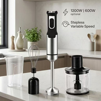 Mixeur plongeant électrique 1200W/600W avec lame en acier inoxydable, 2 vitesses, multifonctionnel pour la cuisine et l'auto