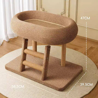 Petit arbre à chat tressé, tour de luxe intégrée avec lit pour chat, mobilier d'intérieur pour chatons et chats adultes pour griffer et se reposer