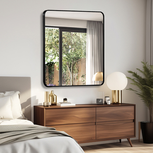 36in x 36in Black Metal Framed <b>Square</b> <b>Mirror</b> For Wall Bathroom Decor - Product Image 2
