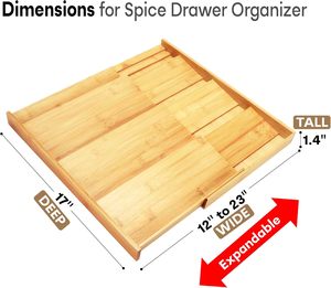 ชั้นวางเครื่องปรุงครัว 4 ชั้น สามารถเคลื่อนย้ายและจัดเก็บได้เพื่อประหยัดพื้นที่ ชั้นวางเครื่องเทศแบบขยายได้ทำจากไม้ไผ่ - Product Image 2