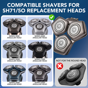 Têtes de rasage pour <span class=keywords><strong>Philips</strong></span> <span class=keywords><strong>Norelco</strong></span> SH71/52, séries 5000 et 7000, auto-affûtantes, remplace RQ12/70 et RQ12/60 - Product Image 5