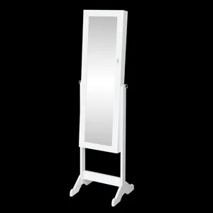 Flach winkel MDF Holzboden stehend Schmucks chrank Spiegel mit Schloss Ganzkörper spiegel mit Aufbewahrung sbox weiß schwarz