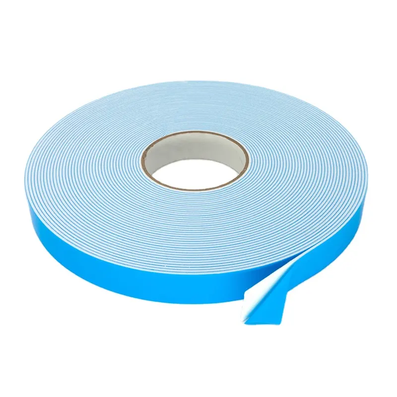 0,5mm 0,8mm 1mm 1,5mm 2mm 3mm 4mm 5mm fácil de cortar cinta de espuma de PE blanca duradera fuerte con forro azul para superficies rugosas lisas