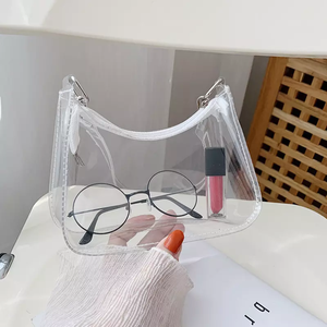 Sac à bandoulière pas cher, neuf, transparent, en cuir véritable, couleur bonbon, pour femmes, toutes saisons, résistant à l'eau, motif géométrique, double sangle - Product Image 4