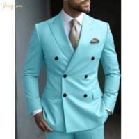Costume d'affaires 2 pièces léger et personnalisé pour homme : Tissu peigné infroissable pour mariage estival, plage, bal de promo, vacances