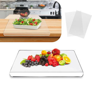 Planche à découper en acrylique épais multifonction transparente de qualité alimentaire, antidérapante, avec rebord pour le comptoir de cuisine, pour hacher - Product Image 1