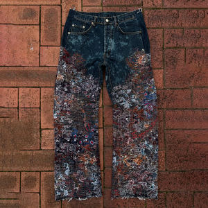 MZN رجالي مخصص مقاس كبير بنطلون جينز فضفاض مطبوع رقميًا أفضل جودة على طراز الشارع الهيب هوب مطبوع جينز مستقيم للرجال - Product Image 1