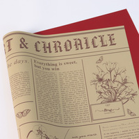 Papier d'emballage de fleur enduit de papier Kraft de journal anglais vintage pour le matériel de pulpe de fleuristes emballé dans le carton