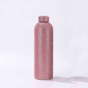 Mug de voyage de luxe en acier inoxydable avec strass roses, diamants et paille scintillante, couleurs personnalisées, cadeaux pour filles - Product Image 3