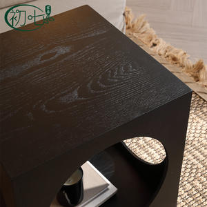 Nordic Style Solid Wood Coffee Table <b>Square</b> Black Movable Side Table For Living Room Bedroom - Product Image 3