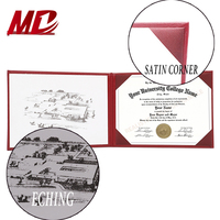 Cubierta de carpeta de certificado A4 de cuero de grano Titular de diploma de graduación con impresión de página Moire
