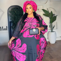 Luxe africain grande taille nouvelle mode deux pièces ensemble femmes décontracté fête porter robes de soirée foulard broderie Jacquard