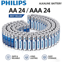 Kit de Baterías Alcalinas PHILIPS AA AAA 1.5V, 24 Unidades LR6 AA + 24 Unidades LR03 AAA, Baterías Secas Desechables para Juguetes y Electrónica del Hogar