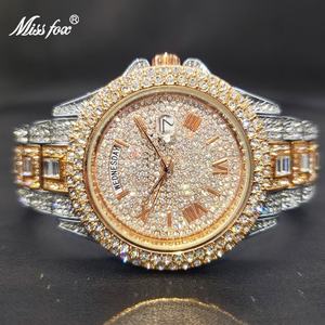 Relojes de Lujo Únicos para Hombre con Diamantes, Esferas Personalizadas, Relojes de Pulsera de Cuarzo con Zirconia, Relojes Redondos con Números Árabes - Product Image 4