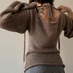Maglione Invernale da Donna Rapcopter Stile Vintage con Maniche Regolari e Scollo a V, Top Lavorato a <span class=keywords><strong>Maglia</strong></span> Stile Francese Tinta Unita con <span class=keywords><strong>Schiena</strong></span> <span class=keywords><strong>Scoperta</strong></span> e Vestibilità Ampia - Product Image 2