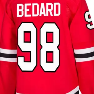 Chicago Connor Bedard Rode Beste Kwaliteit Gestikte Nationale Hockeytrui