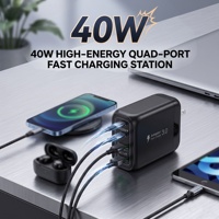 Chargeur mural USB C HNT Factory Wholesale 40W 4 ports, prise Type C, charge rapide PD+QC, adaptateur secteur multiport, chargeur USB C