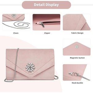 Pochette de soirée pour femme, sac à main de mariage avec chaîne amovible, option épaule et bandoulière - Product Image 5